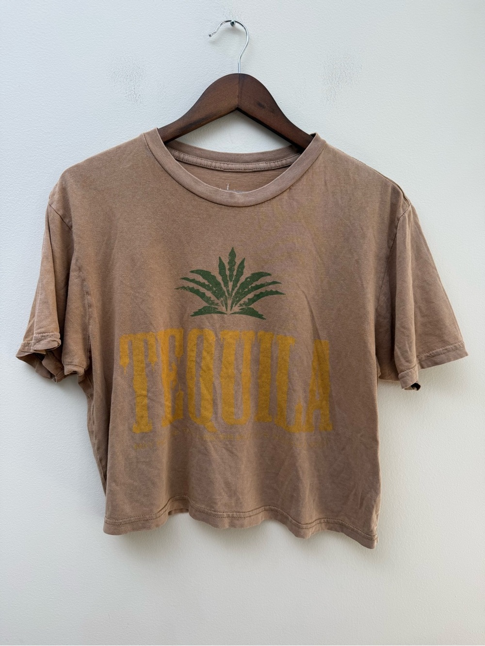 Tequila Graphic Crop Tee - Brown